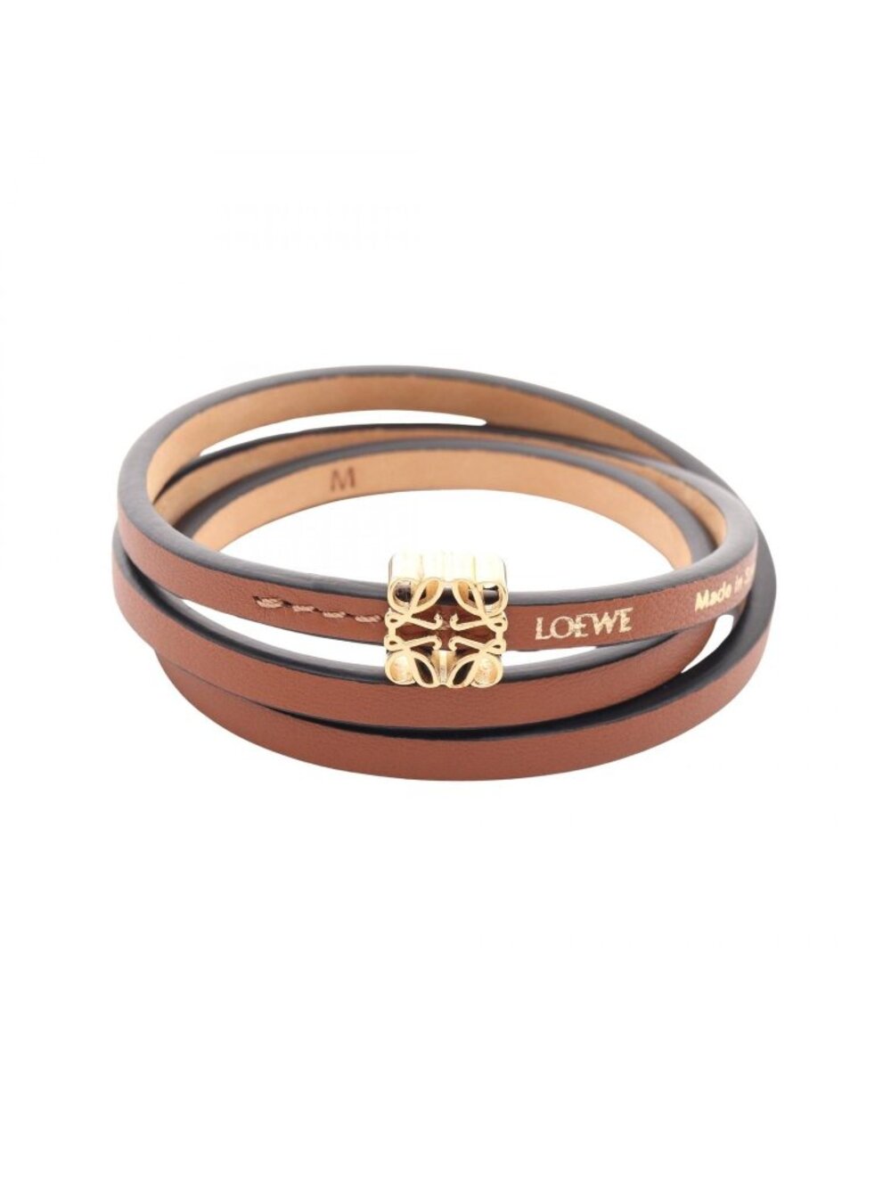 Loewe Bangle Anagram Twist Brown Leather Bracelet